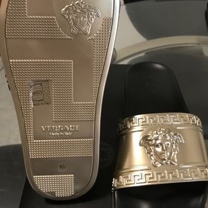 Gold and Black Versace Slides